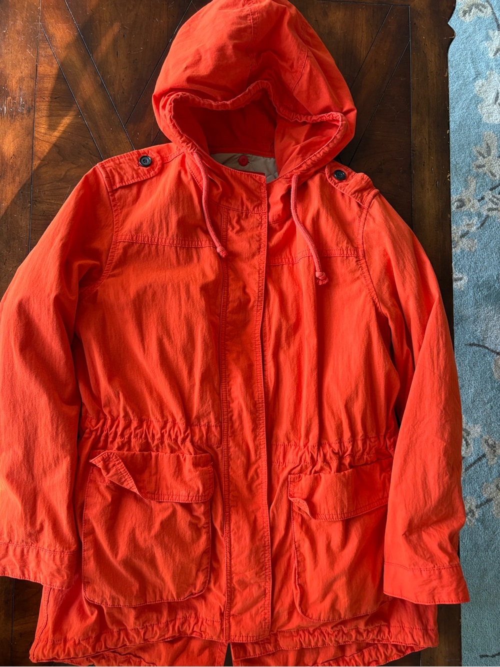 Old Navy Lined Hooded Anorak Jacket - Bright Orange
